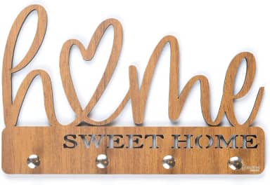 Porta Chave Parede home sweet home amadeirado Decoração