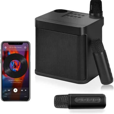 Elyblo Karaoke, Caixa de Som com Microfone, Karaoke com 2 Microfone Pontuação, Caixa de Som Karaoke 2 Microfone, Caixinha de Som com Microfone, 5 Horas, 110V, 220V