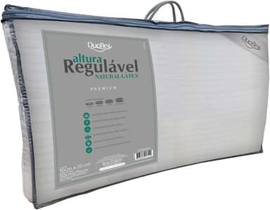 Travesseiro Duoflex Altura Regulável NATURAL LÁTEX PREMIUM, com 04 opções de altura, 50 x 70 cm