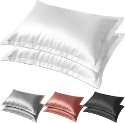 Kit 2 Fronha de Cetim Toque Suave Seda C/ 4 Abas 50x70cm Conforto Capa de Travesseiro Cabelo Antifrizz (Branco)