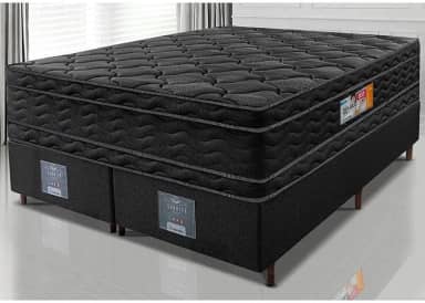 Cama Box King Colchão Ortofirm Black + Box 193x203x71 Double Face Espuma D33 Preto