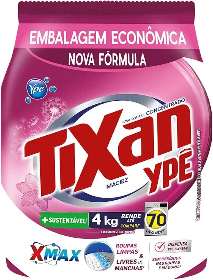 Ypê Lava Roupas em Pó Tixan Maciez Sachê 4Kg