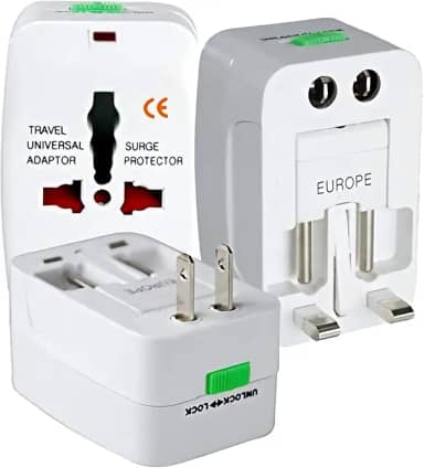 Adaptador de Tomada Universal Premium para Viagem Bivolt 3 Pinos – Compatível Europa, EUA, UK, Japão, Austrália e Mais de 150 Países – Portátil, Ajustável e com Trava de Segurança