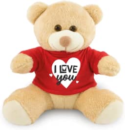 Urso de Pelúcia Camiseta 20cm I LOVE YOU