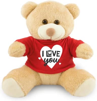 Urso de Pelúcia Camiseta 20cm I LOVE YOU
