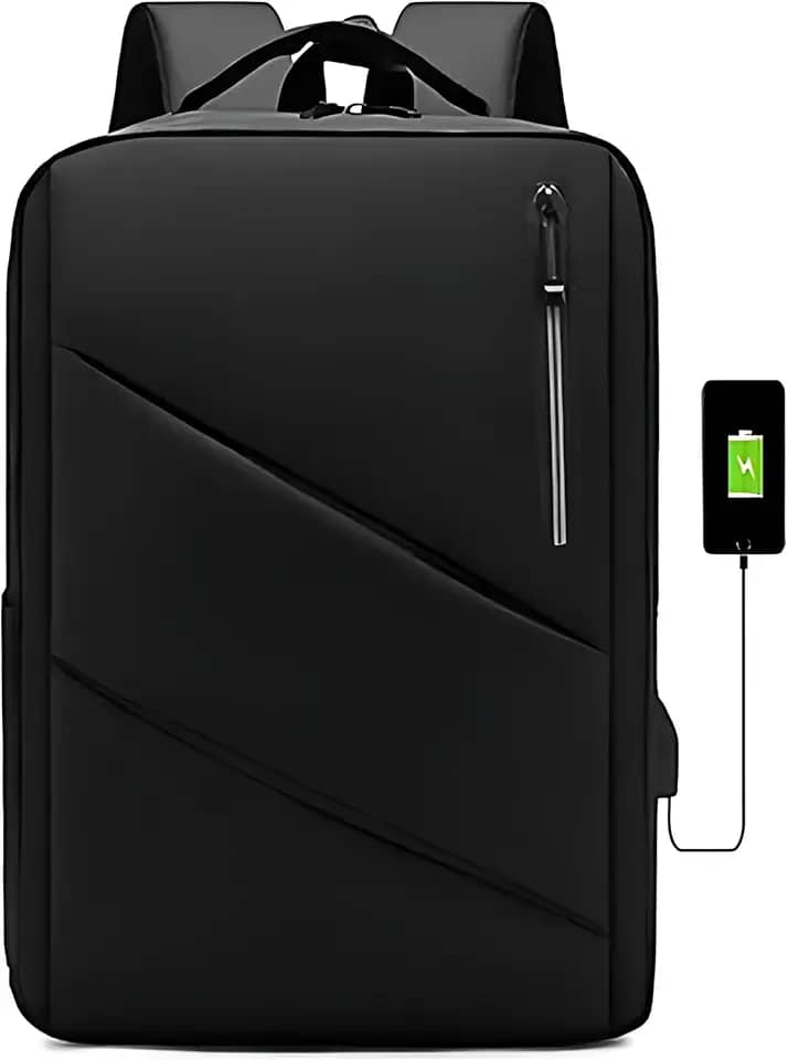 Mochila Executiva Masculina com Compartimento para Notebook 15.6, Saída USB Lateral, Zíper Impermeável, Design Slim e Ergonômico, Ideal para Trabalho e Estudos