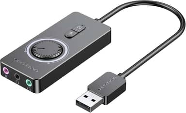 Placa de som USB, placa de som VENTION 3,5 mm, adaptador de áudio USB externo compatível com PC Windows 10, MAC, Linux, laptops, desktops, PS5