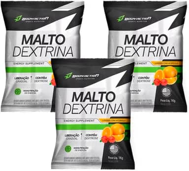 KIT 3x Maltodextrina - 1kg Cada - Body Action (Laranja c/Acerola)