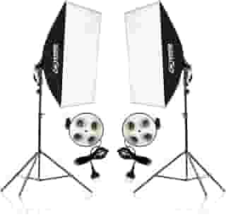 Kit Softbox Iluminação Contínua 2x 50x70cm com Tripés 2m e Soquete Quadruplo – Estúdio Fotografia, Vídeo, YouTube, Lives e Maquiagem