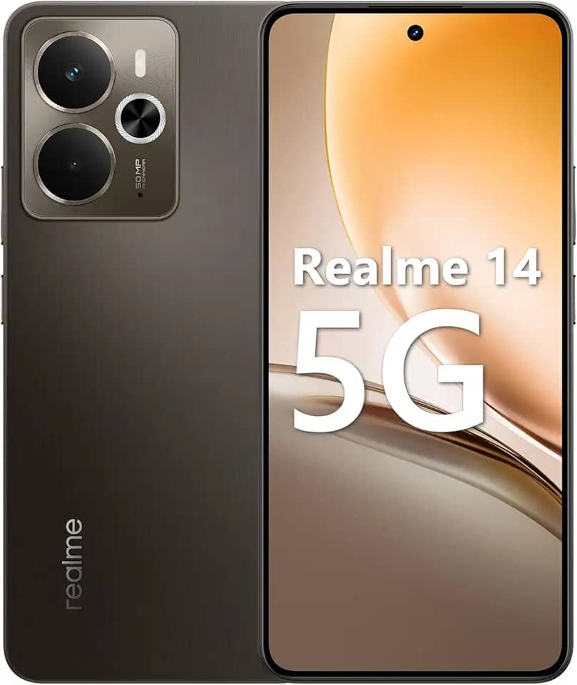 Smartphone Realme 14 5G 12 GB de RAM/256GB, /Tela 6.67"/120Hz Ultra-smooth, NFC - Storm Titanium