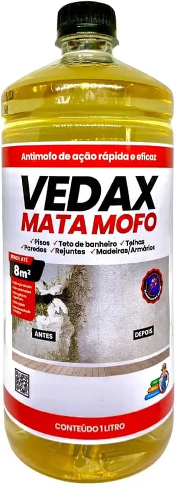 Mata Mofo Vedax 1 Litro Antimofo Guarda Roupa Parede Banheiro Anti Bolor Armário Madeira Rejunte