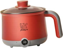 KLKCMS Cozinheiro elétrico de 1,8L para ramen e macarrão, panela multiuso ideal para aveia e bife, Cinza Vermelho