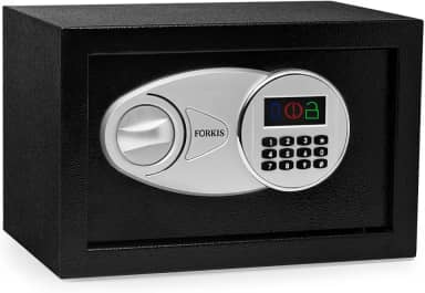 Cofre Digital Eletrônico Aço Senha E Chave 35x25x25cm, Preto, Forkis