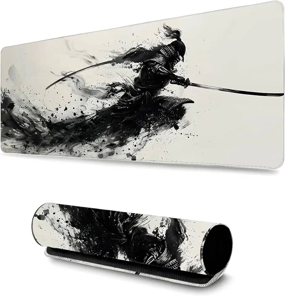 Mouse Pad Gamer Profissional Confortável Antiderrapante Escritório e Games 90x40cm Diversas Estampas Samurais (Samurai | 2)