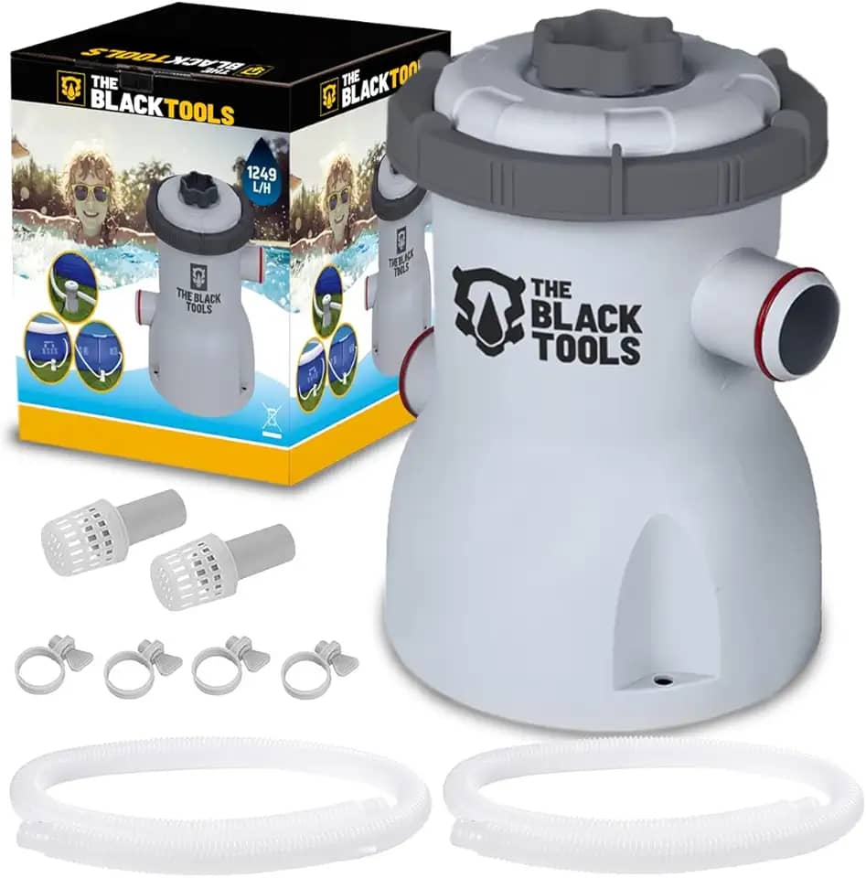 Bomba Filtrante para Piscina 1250L/h The Black Tools TBT-006 – Para Piscinas Infláveis e Estruturais, 220V, Com Filtro, Mangueiras e Abraçadeira