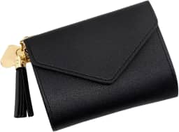 Carteira feminina Porta Cartão couro sintético slim pequena (Preto)