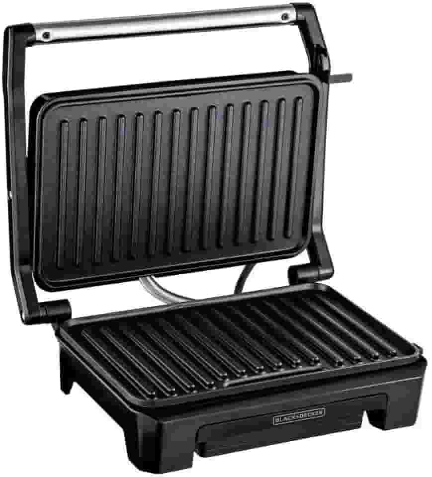 BLACK+DECKER Grill Elétrico com Prensa, com Acabamento Inox, 800W, Modelo G1200, 110V