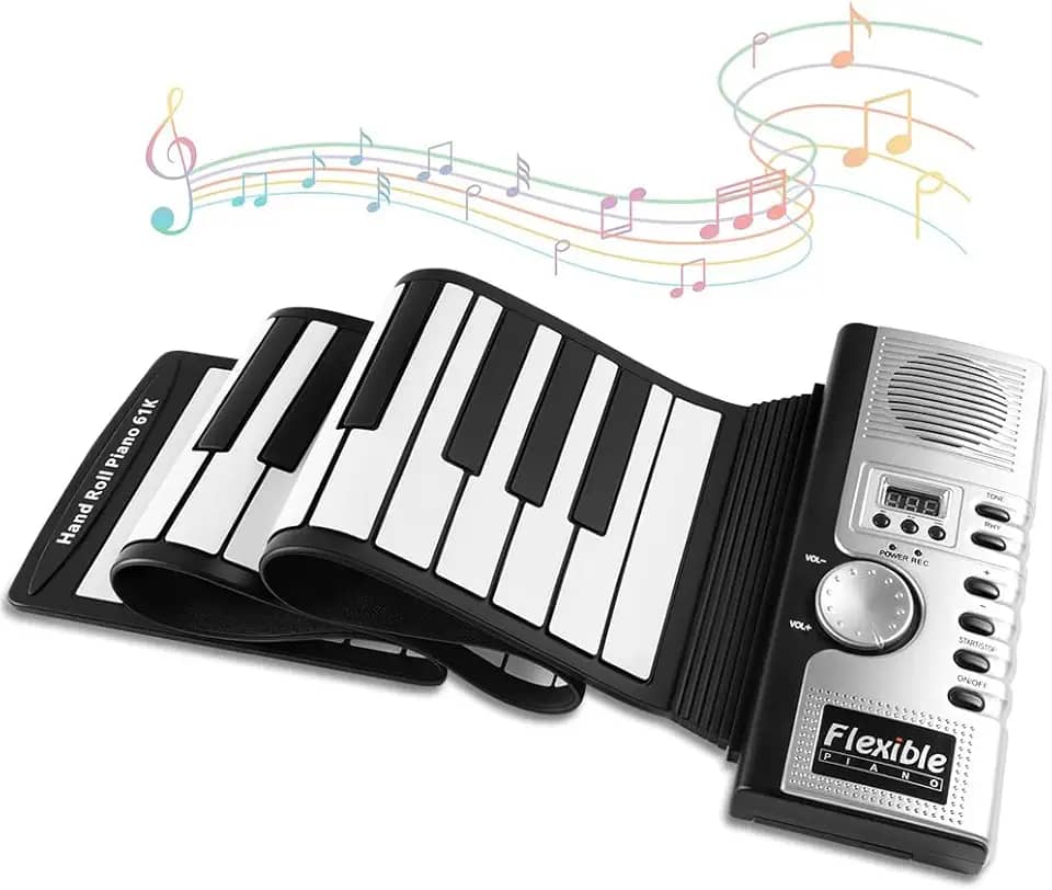 Teclado Musical, Piano, Piano Digital, Teclado 61 Teclas, Teclado Piano, Piano de Enrolar, Piano de Teclado Portátil, 128 Tons Diferentes, Teclado para Iniciantes, Teclado Instrumento, Piano Eletrico