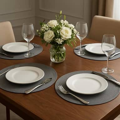 Kit 6 Peças Jogo Americano Redondo, 38cm, Decorativo para Mesa, Cozinha e Jantar Para Mesa Posta Elegante, Souplast, Café da Manhã e Lanches (GRAFITTE)