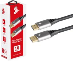 5+ 018-7499 Cabo Displayport Macho x Macho 1.4 Hbr 8K com Trava, Preto, 1.8 m