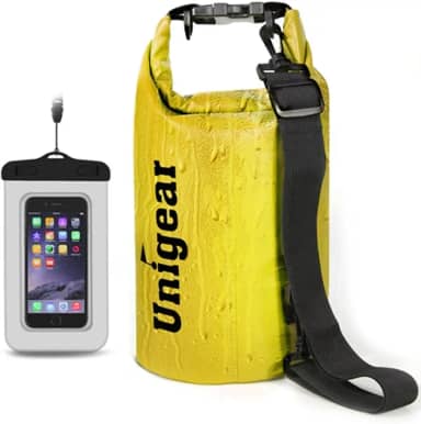 Unigear Bolsa seca à prova d'água, sacos flutuantes e leves para caiaque, barco, pesca, natação e acampamento com capa de telefone à prova d'água