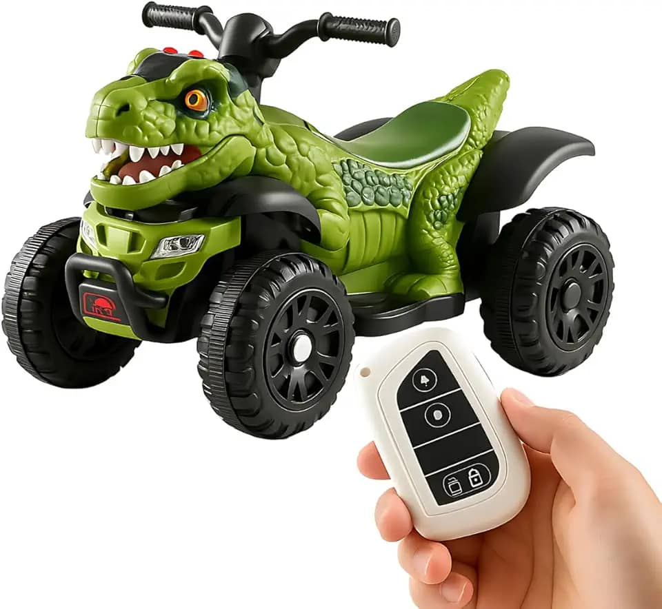 Quadriciclo Elétrico Raptor Dino 6V Com Pedal e Controle Remoto Kidino Carrinho Infantil Seguro e Divertido Para Crianças