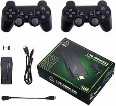 New Nostalgia Stick Game, Wireless Retro Stick Game Console, Built in 20000+ Games, Plug and Play Video Game Stick 4K High Definition HDMI Output for TV with Dual 2.4G Wireless Controllers(128G)