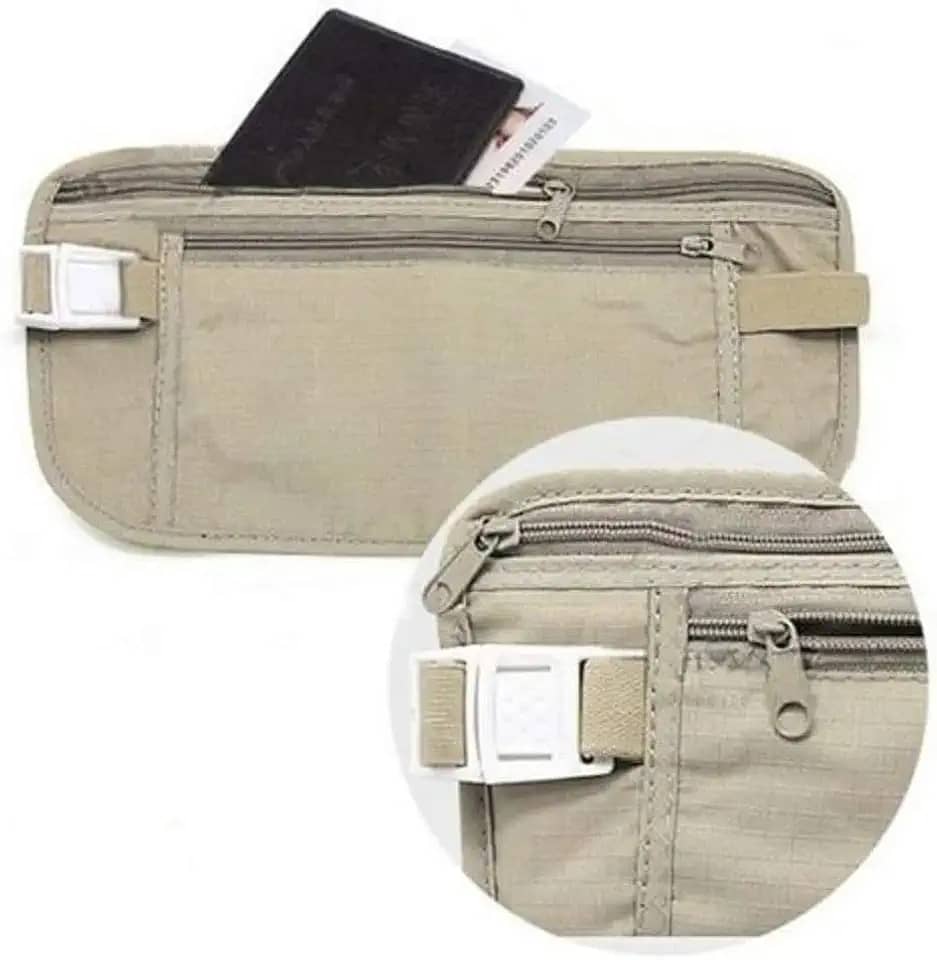 Pochete Doleira Bolsa Viagem Oculta Invisível Anti Roubo Hobbywin (Bege)