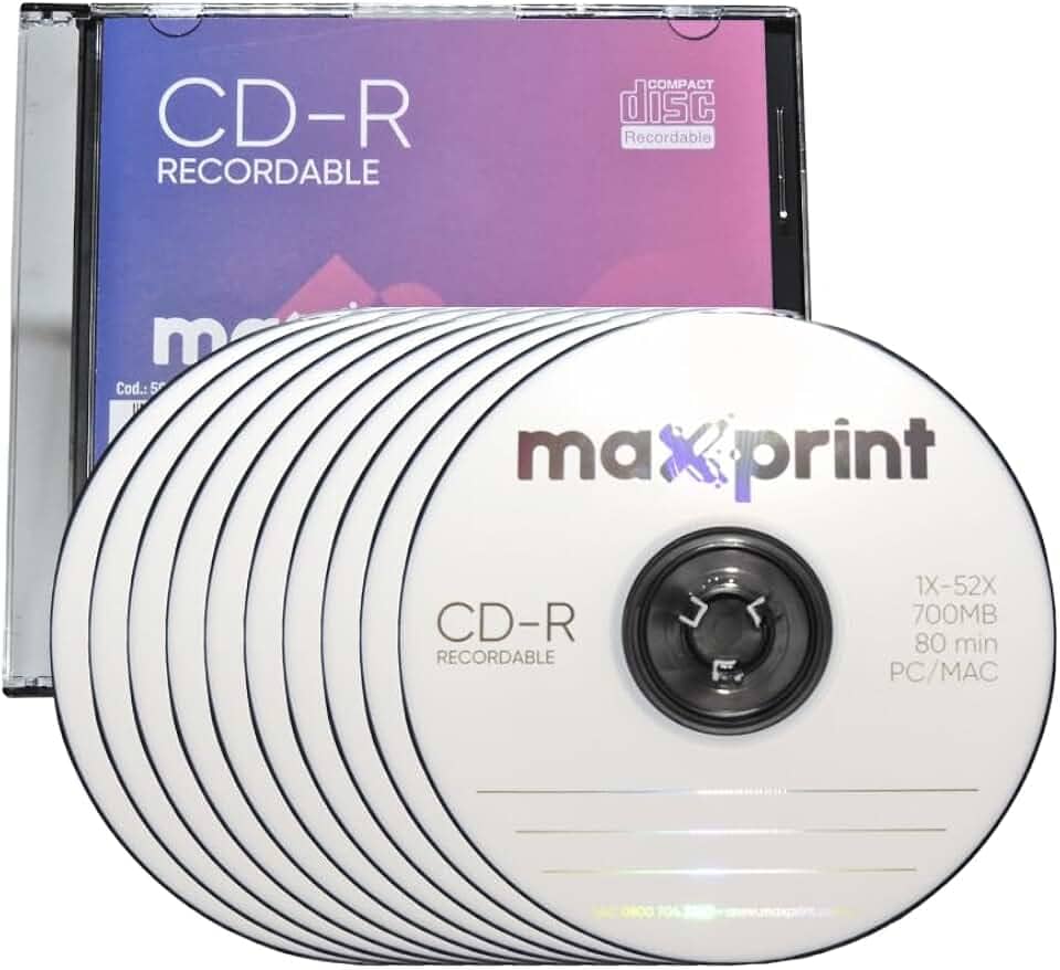 Maxprint - Kit Com 10 unidades de mídia CD-R 700MB 80 min 1X-52X 501576