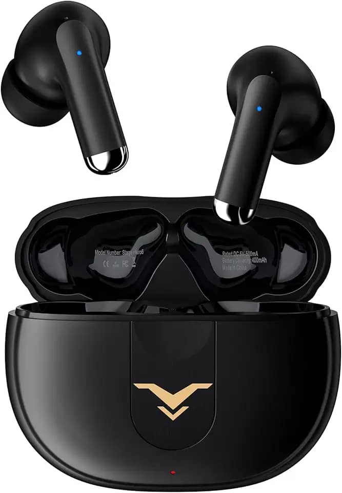 Fone de Ouvido Stage Hero6 TWS com cancelamento de ruído ativo (ANC), fone sem fio Bluetooth 5.2 com 4 microfones para chamada, 35H tempo de reprodução, modos duplo, IPX5 à prova d'água