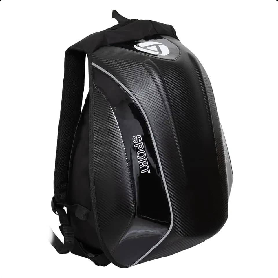 Mochila Moto Grande Aerodinamica Impermeavel Porta Capacete Efeito Fibra de Carbono Qualidade Premium