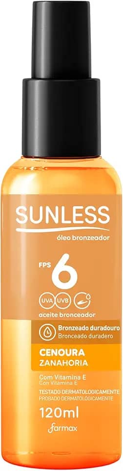 Bronzeador Sunless Cenoura FPS 6 óleo com 120ml