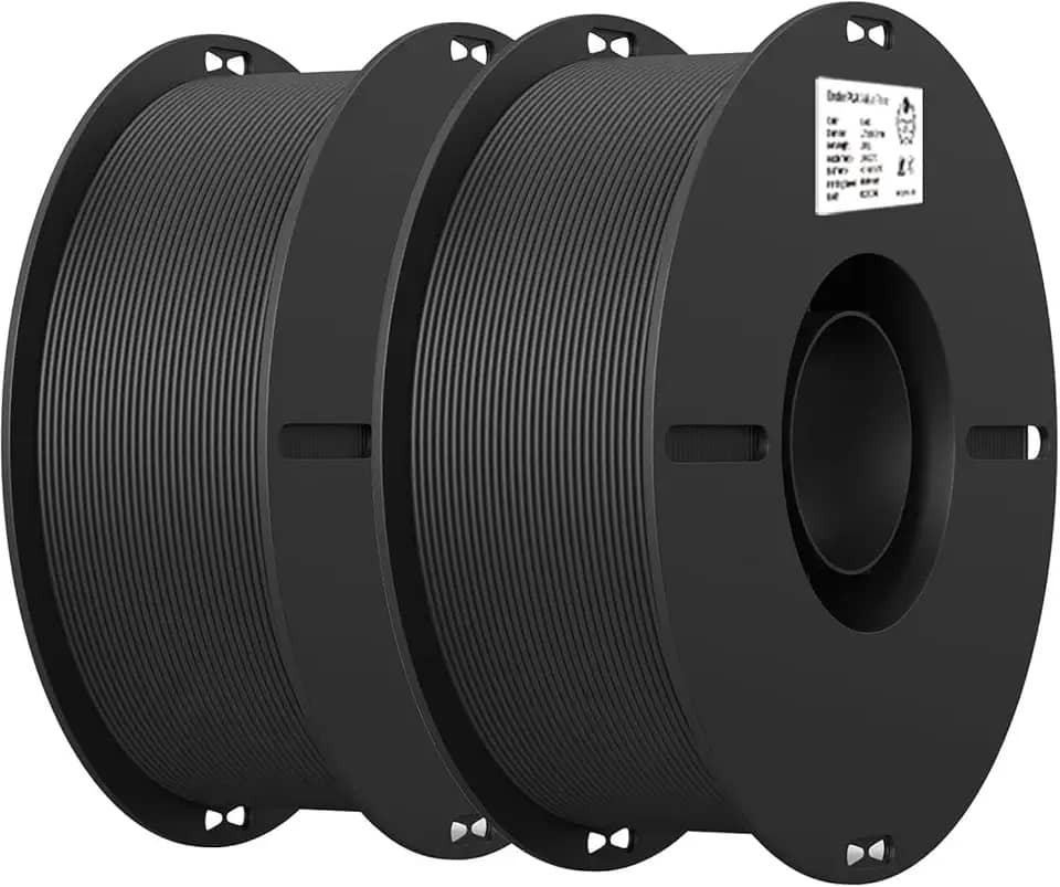 Creality Filamento para Impressora 3D, Filamento PLA 1,75 mm, Pacote de 2 kg para Impressão 3D, sem Emaranhamento, Forte Aderência e Desempenho em Saliências, Precisão de +/- 0,02 mm (Preto + Preto)