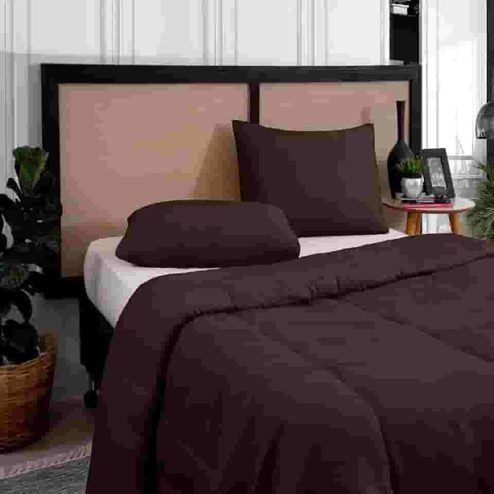 Edredom Casal Queen Margarida 3 Peças | Microfibra Antialérgica Premium | Macio, Confortável e Elegante | Ideal para Todas as Estações | Noites Aconchegantes e Relaxantes (Marrom)