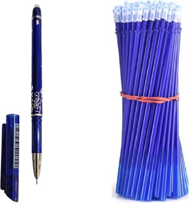 1 Caneta + 10 refil carga recarga de tinta magica fantasminha, que apaga com calor ou borracha cor Azul