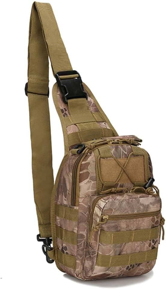 DTKJ Bolsa de ombro tática, mochila de caminhada, caminhada, escalada, acampamento, caça, pesca, mochila, Deserto, 5l