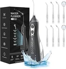 Irrigador Oral Premium Limpeza Profunda Jato D àgua Supersônico 5 Modos Limpador de Dentes Sem Fio Limpeza Profunda Dental e Gengiva Portátil Sem Fio Recarregável Tanque 300ml