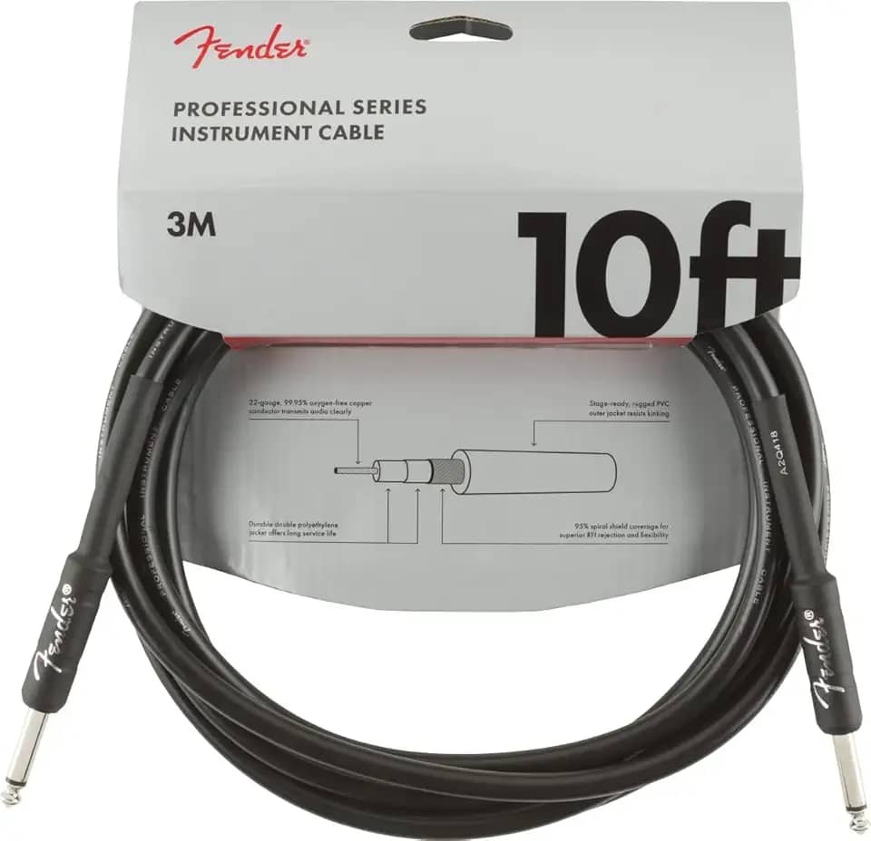 Professional Series Instrument Cable, Straight/Straight, 10', Black