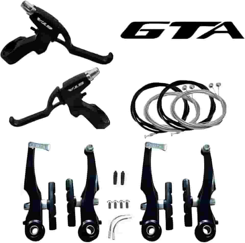 Kit Freio V-brake Para Bicicleta Bike Com Manete Alumínio Cabos Completo GTA