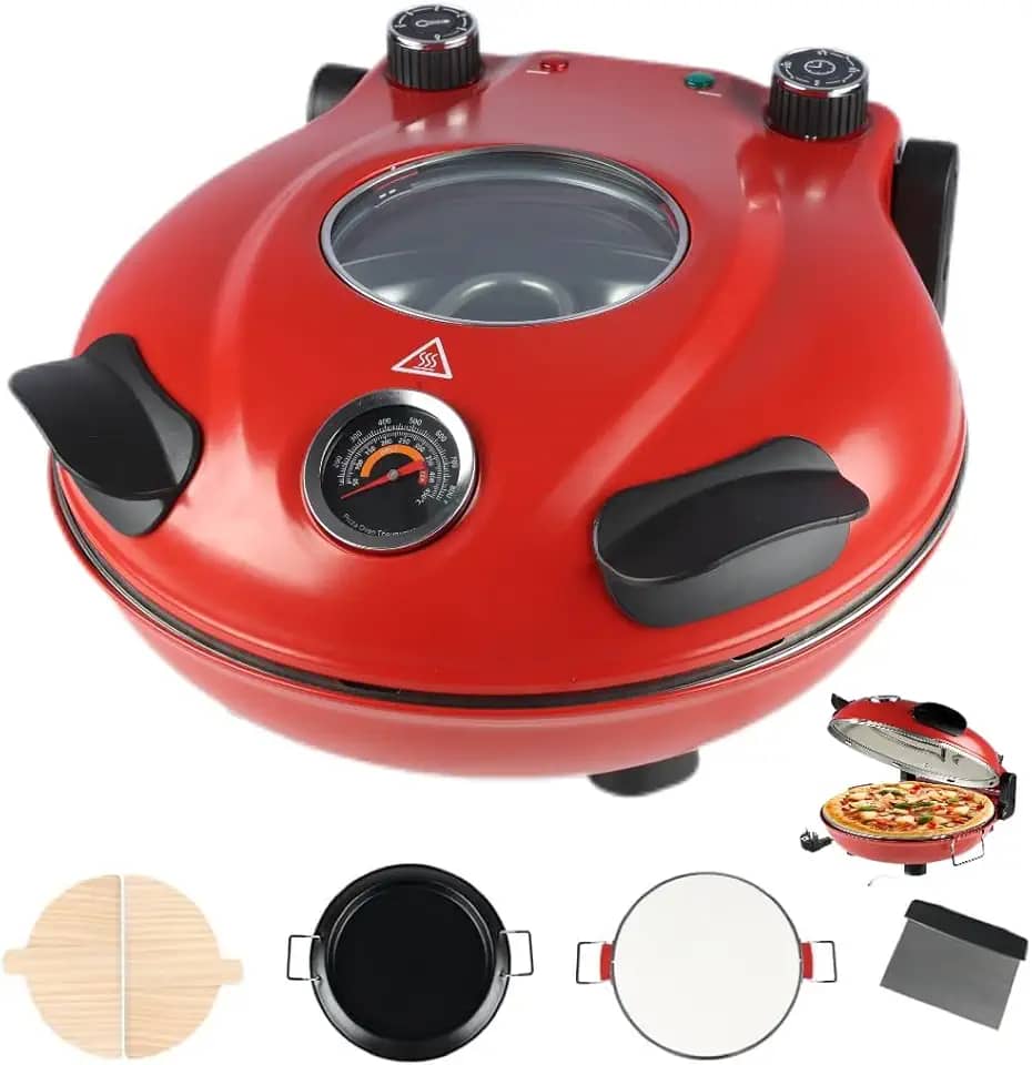 Forno de Pizza, 110V Forno Pizza, Forno de Pizza para Interiores, Pedra para Pizza de 31 cm, Máxima 420 °, 1200 W