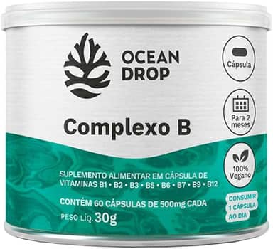 Complexo B 8 Vitaminas B12 B9 B6 Biotina B6 B5 B3 Ocean Drop