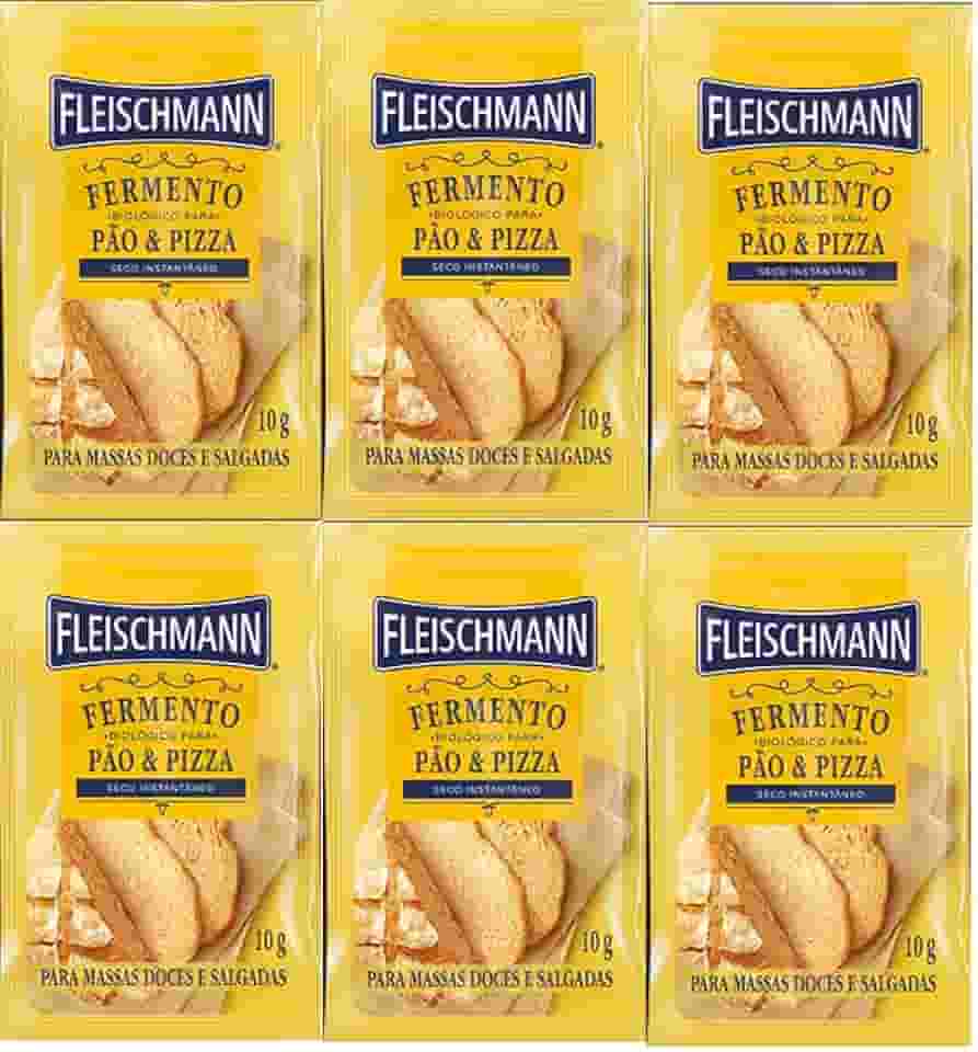 Kit 6 Fermento Biológico Pão e Pizza Seco Fleischmann 10g