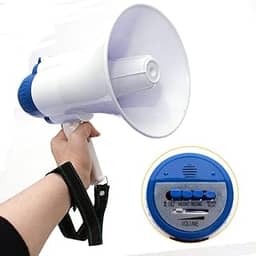 Megafone Portátil Profissional Recarregável Com Sirene Musical E Gravador Bivolt