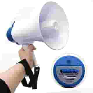 Megafone Portátil Profissional Recarregável Com Sirene Musical E Gravador Bivolt