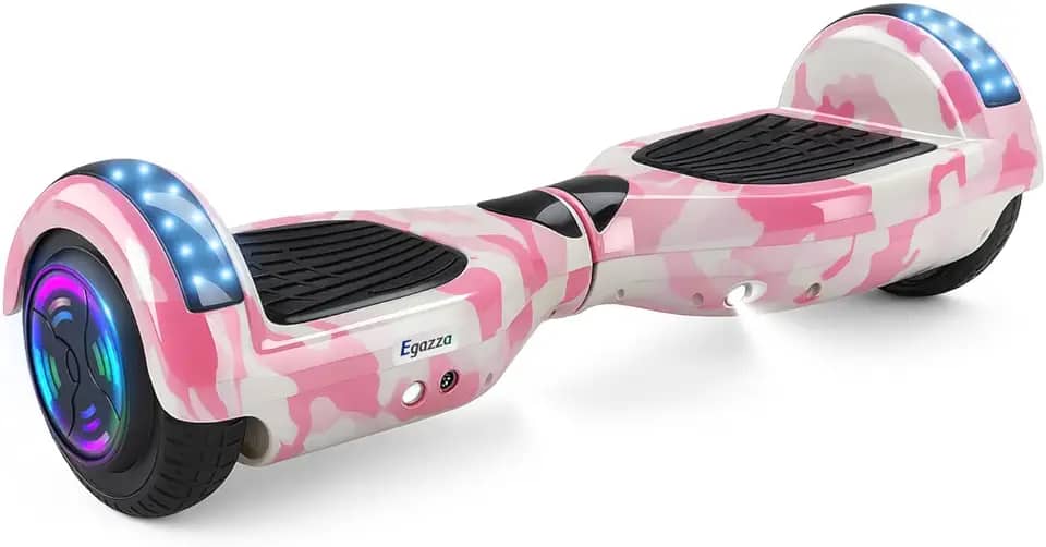 Hoverboard Rosa Camuflado, Scooter de Equilíbrio 6,5' com Bluetooth e Luzes LED para Crianças e Adolescentes