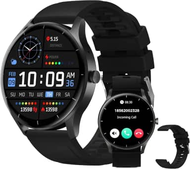 Smartwatch PEJE Relógio Smartwatch com Pulseira Extra - Tela Touch HD 1.28',À Prova d'Água IP68,Faz Chamadas Bluetooth,123+ Modos Esportivos,Bateria de 5-7 Dias,Compatível com iOS/Android.(Preto)