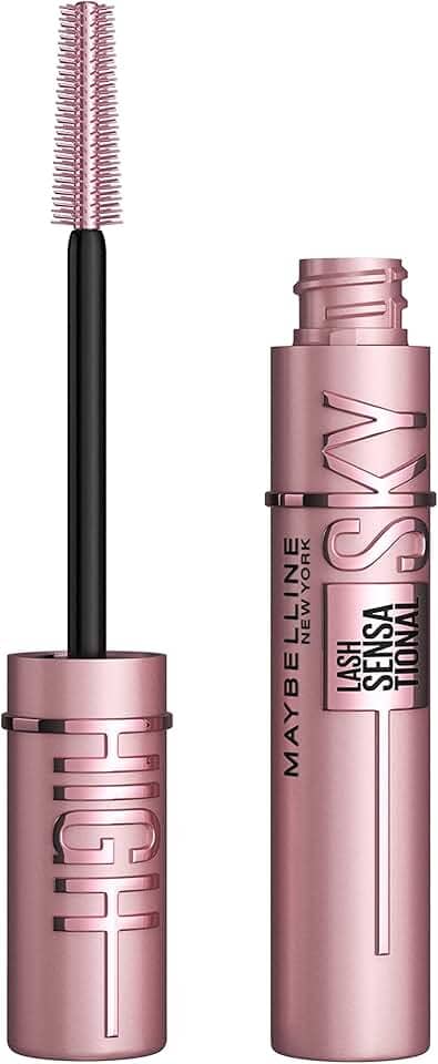 Maybelline NY Lash Sensational Sky High Máscara de Cílios Lavável, Escova Flexível, Alongamento Sem Limites com Extrato de Bambu e Fibras, Impacto de Todos os Ângulos, Preto 7,2ml