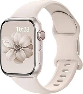 Pulseiras esportivas de silicone compatível com pulseiras de Apple Watch de 40 mm, 38 mm, 41 mm, 44 mm, 45 mm, 42 mm, 49 mm femininas e masculinas, pulseira de substituição esportiva macia e