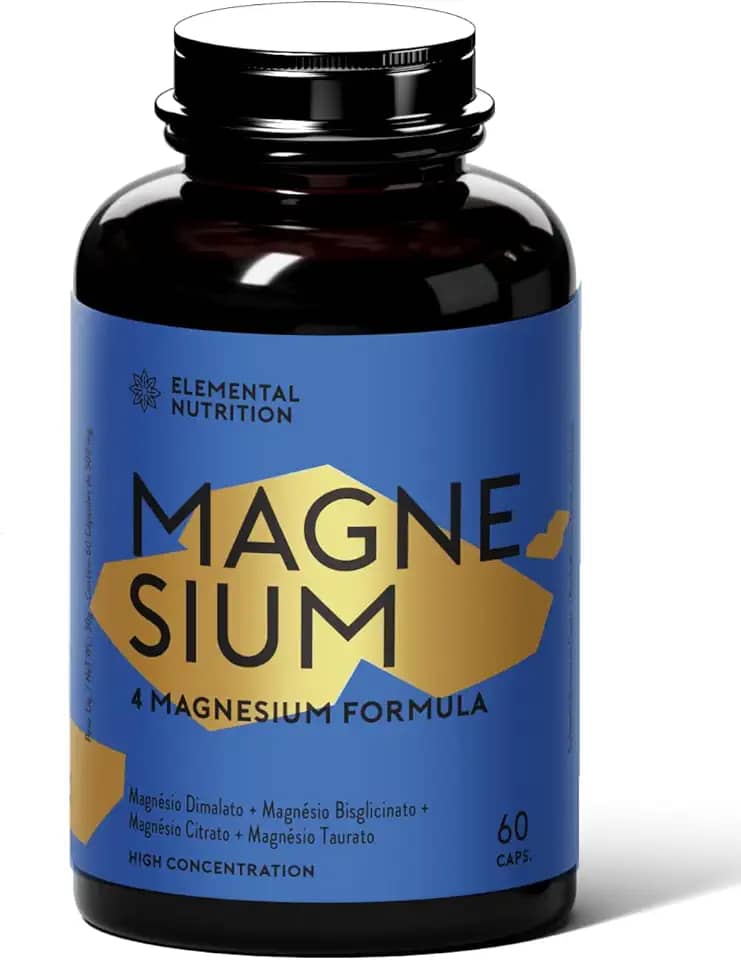 Magnésio four 350mg - Dimalato - Bisglisinato - Taurato - Citrato - ELEMENTAL Nutrition (Novo Rotulo)