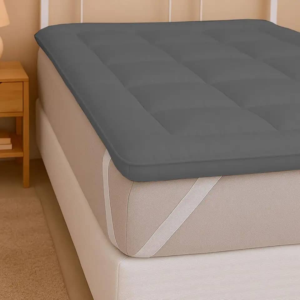 Pillow Top Casal 200 Fios Micropercal - Super Macio, Enchimento Grosso 600g/m², Antipilling, Faixas Elásticas, Fácil de Lavar (Cinza, Casal)